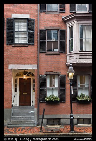 Brick residential houses, Beacon Hill. Boston, Massachussets, USA