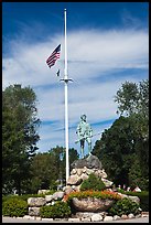 Minuteman Statue on Lexington Common, Lexington. Massachussets, USA (color)