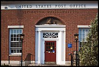 US Post Office brick building facade, Lexington. Massachussets, USA