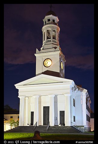First Parish at night, Concord. Massachussets, USA (color)