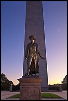 Statue of Col. William Prescott and Bunker Hill Monument, Charlestown. Boston, Massachussets, USA (color)