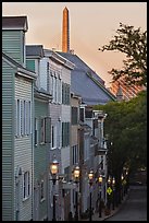 Houses on Breeds Hill at dawn, Charlestown. Boston, Massachussets, USA