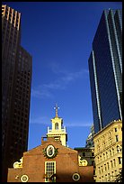 Old State House and Financial District skyscrapers. Boston, Massachussets, USA