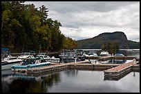 Marina along Moose River, Rockwood. Maine, USA