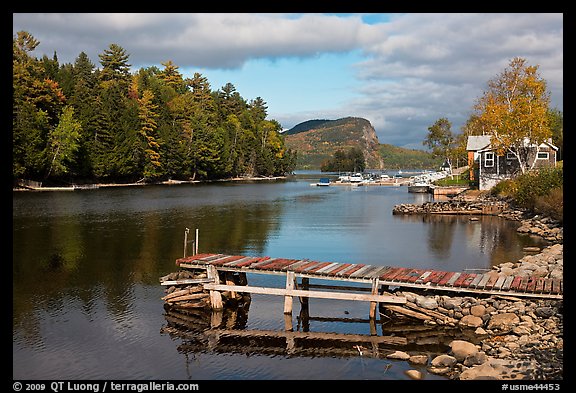 Moose River and Mount Kineo in autumn, Rockwood. Maine, USA