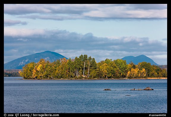 Deer Island on Moosehead Lake, afternoon. Maine, USA (color)