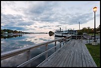 Marina with Katahdin steamer at sunset, Greenville. Maine, USA