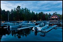 Boats in Beaver Cove Marina at dusk, Greenville. Maine, USA ( color)