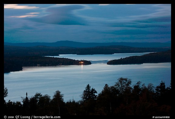 Moosehead Lake at dusk, Greenville. Maine, USA
