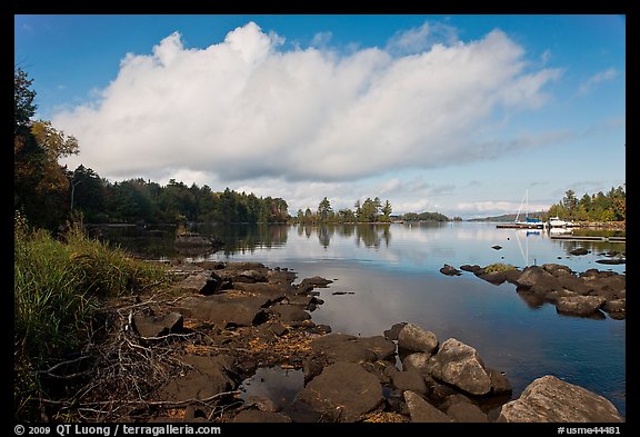 Beaver Cove and boats. Maine, USA