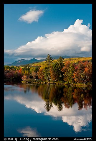 Picture/Photo: Cloud-capped Katahdin range and water reflections in ...