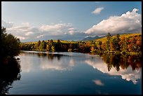 Calm Penobscot River reflects Katahdin range in the fall. Maine, USA (color)