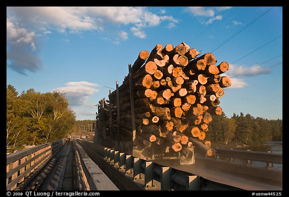 Truck carrying logs, Abol bridge. Maine, USA