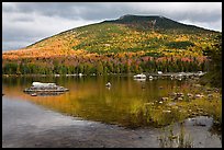 South Turner Mountain reflected in Sandy Stream Pond in autumn. Baxter State Park, Maine, USA (color)