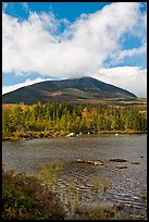 Clouds, mountain, and pond in autumn. Baxter State Park, Maine, USA (color)