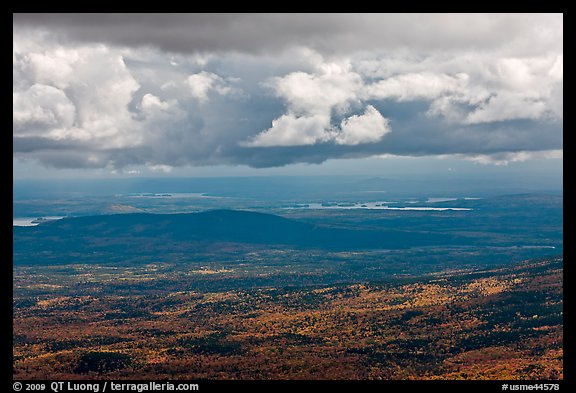 Storm clouds above autumn landscape. Baxter State Park, Maine, USA