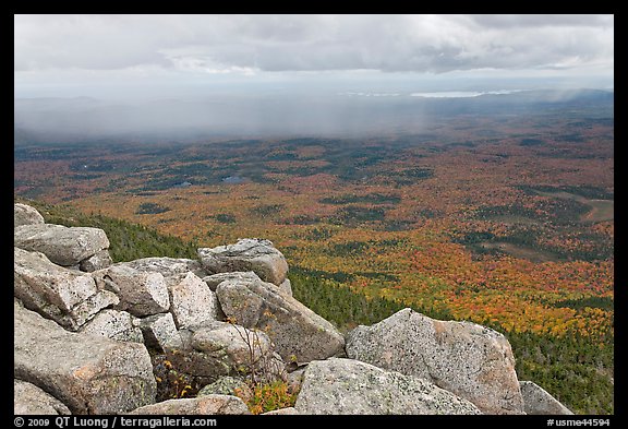 Moving rain front seen from South Turner Mountain. Baxter State Park, Maine, USA