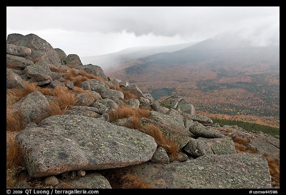 Boulders and rain showers, from South Turner Mountain. Baxter State Park, Maine, USA
