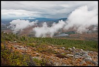 Autumn landscape with clouds hovering below mountains. Baxter State Park, Maine, USA ( color)