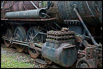 Close-up of vintage Lacroix locomotive. Allagash Wilderness Waterway, Maine, USA