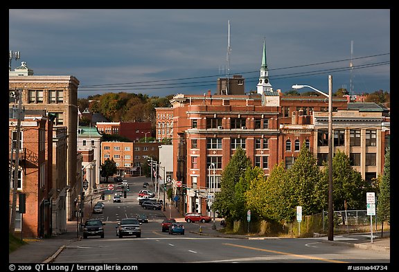 State Street and downtown. Bangor, Maine, USA