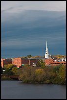 White steepled church and brick buildings. Bangor, Maine, USA ( color)