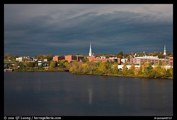 Bangor Skyline with Penobscot River. Bangor, Maine, USA