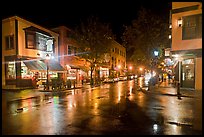 Street corner on rainy night. Bar Harbor, Maine, USA ( color)