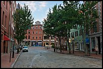 Street with cobblestone pavement. Portland, Maine, USA ( color)