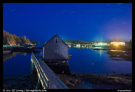 Lobster shack by night. Stonington, Maine, USA