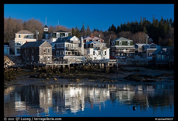 Waterfront reflections. Stonington, Maine, USA (color)