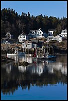 Harbor and houses, morning. Stonington, Maine, USA
