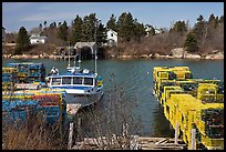 Lobster traps and boat. Corea, Maine, USA ( color)