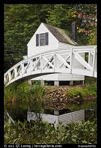 House and arched bridge. Maine, USA
