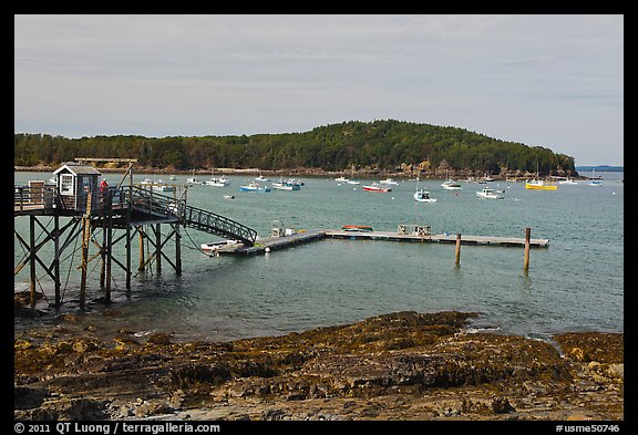 Harbor and Bar Island. Bar Harbor, Maine, USA (color)