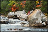 Whitewater of Wassatotaquoik Stream with boulders at Orin Falls. Katahdin Woods and Waters National Monument, Maine, USA ( color)