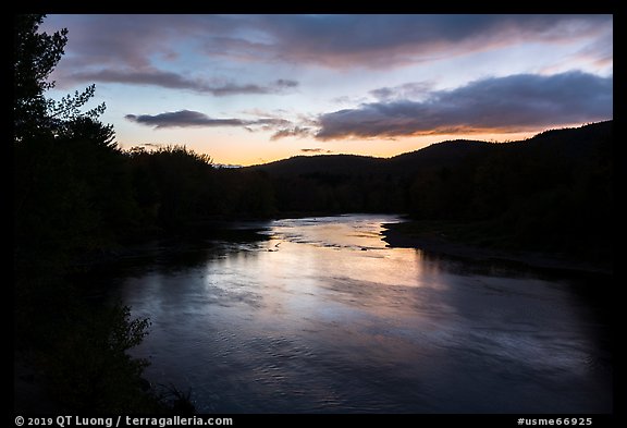 East Branch Penobscot River, sunset. Katahdin Woods and Waters National Monument, Maine, USA