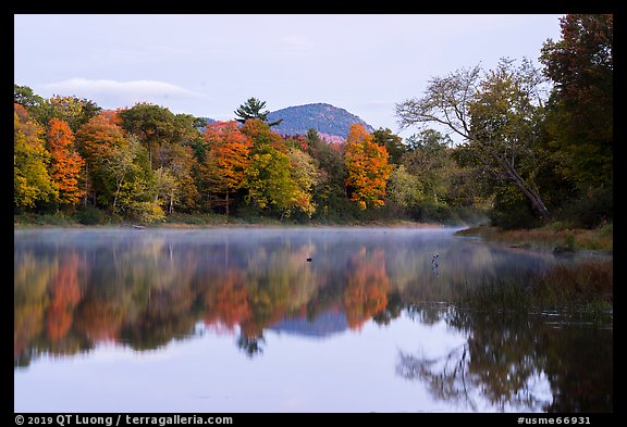 Desey Mountain reflected in East Branch Penobscot River. Katahdin Woods and Waters National Monument, Maine, USA