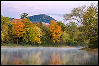 East Branch Penobscot River and Desey Mountain at dawn in autumn. Katahdin Woods and Waters National Monument, Maine, USA ( color)
