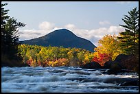 Haskell Rock Pitch rapids and Bald Mountain in autumn. Katahdin Woods and Waters National Monument, Maine, USA ( color)