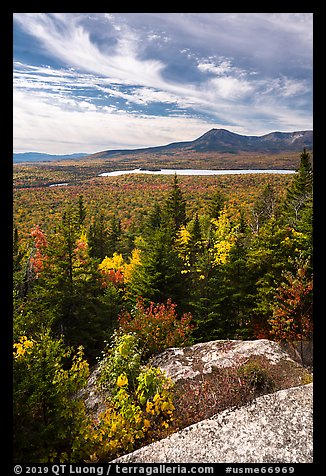 Mount Katahdin from Barnard Mountain top in autumn. Katahdin Woods and Waters National Monument, Maine, USA (color)