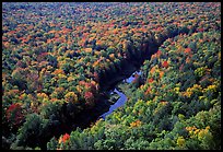 River and trees in autumn colors, Porcupine Mountains State Park. Upper Michigan Peninsula, USA ( color)