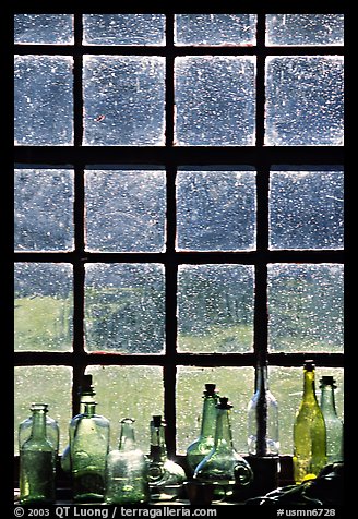 Window in the Kitchen building, Grand Portage National Monument. Minnesota, USA (color)