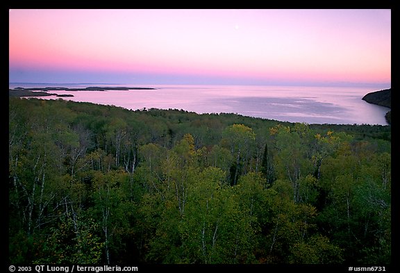 Forests and Lake Superior at Dusk. Minnesota, USA (color)