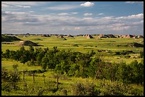 Farmlands and distant badlands. North Dakota, USA ( color)