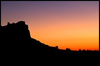 Scotts Bluff profile at sunrise. Scotts Bluff National Monument. Nebraska, USA