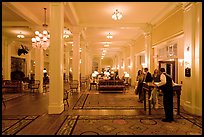 Guests entering Mount Washington hotel, Bretton Woods. New Hampshire, USA