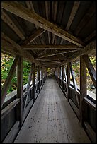 Inside Sentinel Pine covered bridge, Franconia Notch State Park. New Hampshire, USA