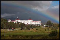 Mount Washington hotel and rainbow, Bretton Woods. New Hampshire, USA