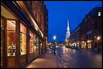 Congress Street and church by night. Portsmouth, New Hampshire, USA ( color)